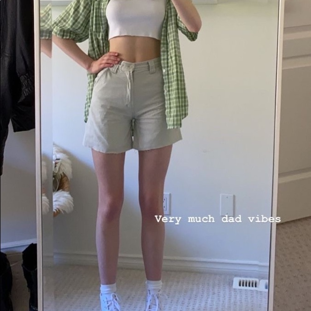 indie aesthetic green and white plaid oversized button up!!